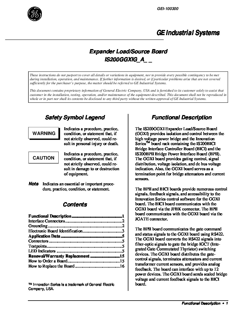 First Page Image of IS200GGXIG1AED Expander Load Source Board GEI-100300.pdf